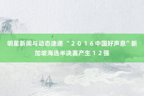 明星新闻与动态速递 “２０１６中国好声息”新加坡海选半决赛产生１２强