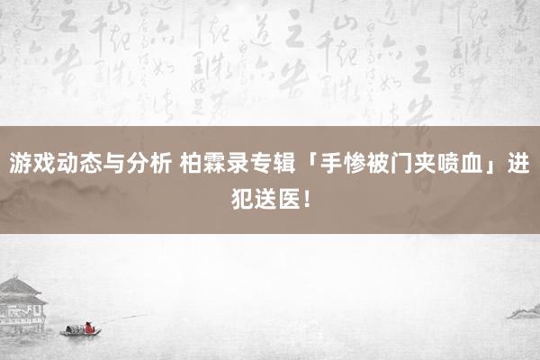 游戏动态与分析 柏霖录专辑「手惨被门夹喷血」　进犯送医！